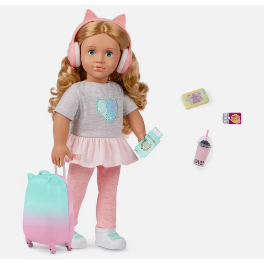 Our Generation Linzi 18" Doll with Luggage and Travel Accessories Set NWT